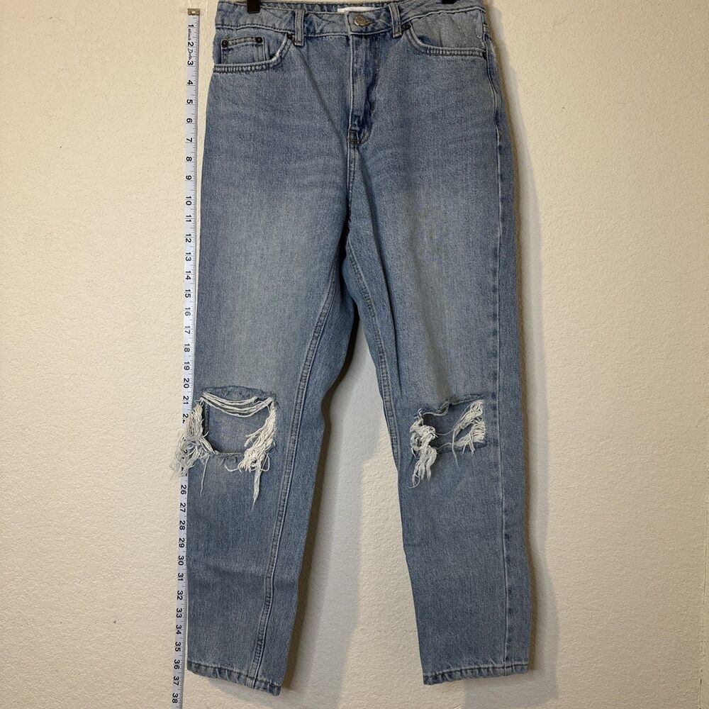 Topshop High Rise "Mom" Fit Distressed Denim Jeans – Size W28 (US 6 / UK 10)